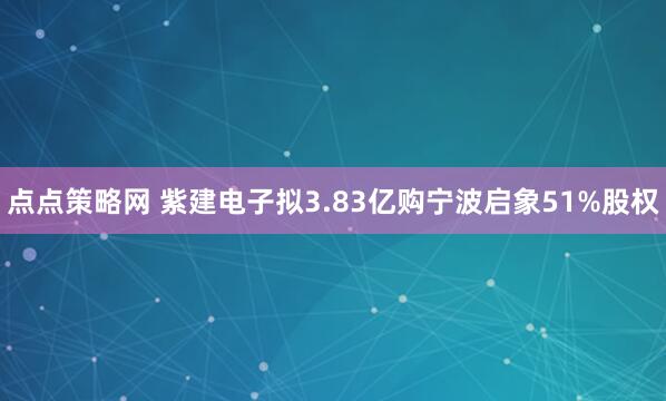 点点策略网 紫建电子拟3.83亿购宁波启象51%股权