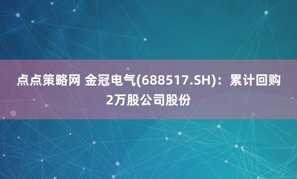 点点策略网 金冠电气(688517.SH)：累计回购2万股公司股份