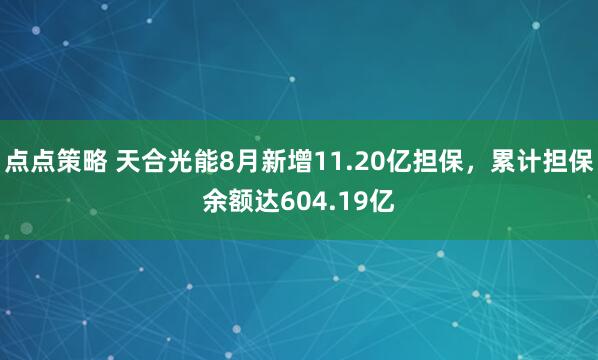 点点策略 天合光能8月新增11.20亿担保,累计担保余额达604.19亿